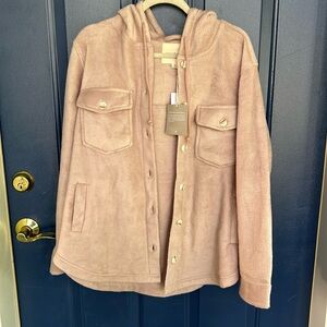Dusty pink SUPER SOFT shacket with hood